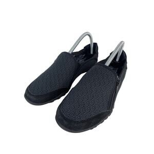 Skechers Womens Slip-On Casual Shoes Sz 8 Black Suede & Fabric With Side Zipper